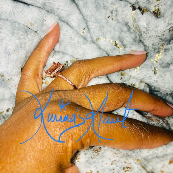 👑2K CZ Champagne Princess Rose Gold Solitaire, Cocktail Ring, Statement Ring - Picture 6 of 8